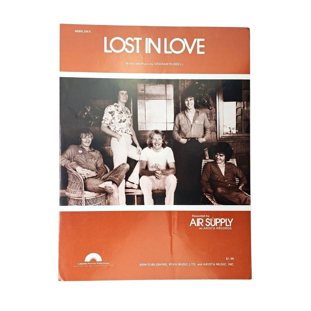 Vintage Air Supply Lost In Love Sheet Music Arista 1980 Hitchcock Russell BRM